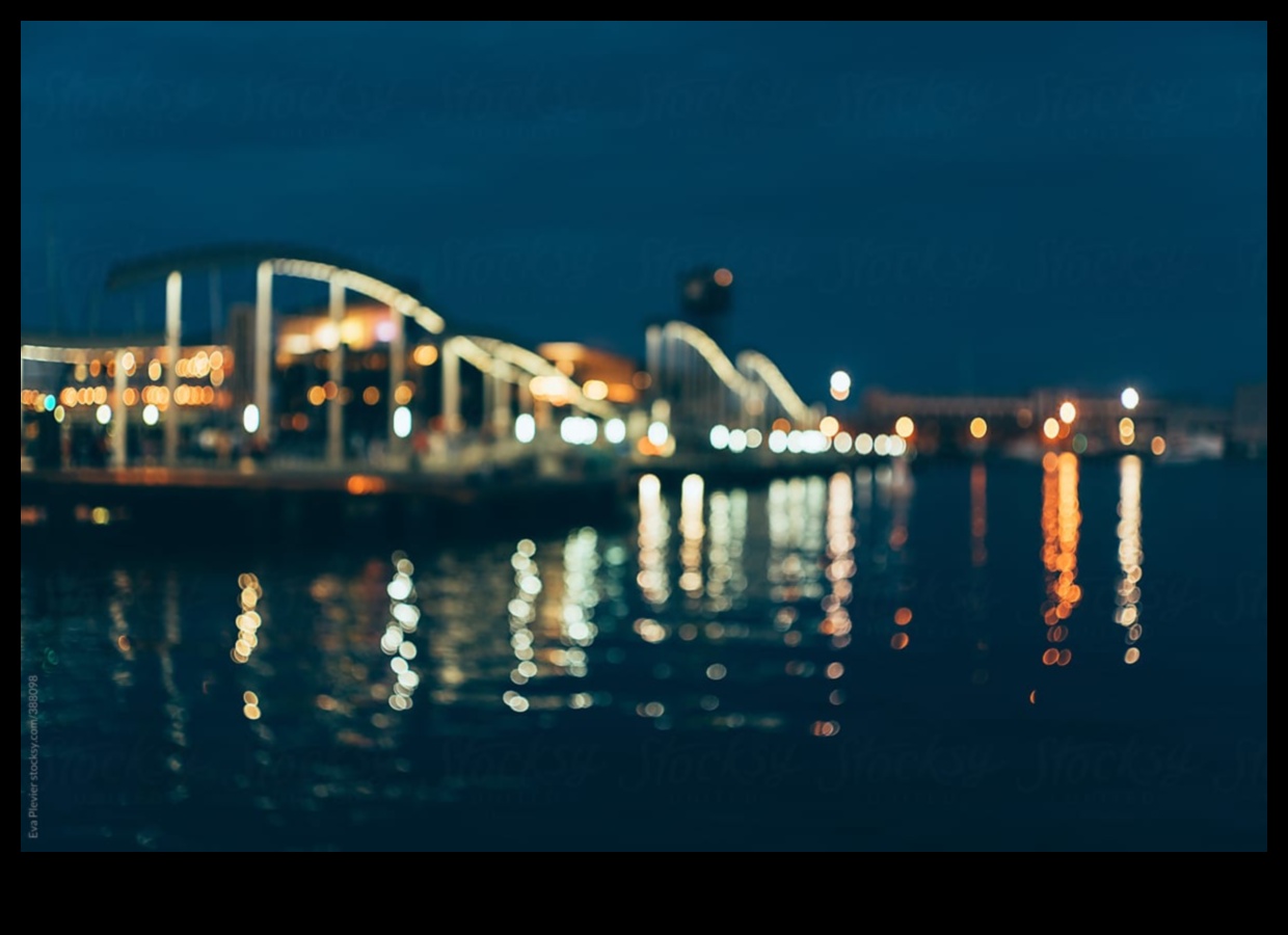 Nighttime Reflections: City Lights on Urban Waters