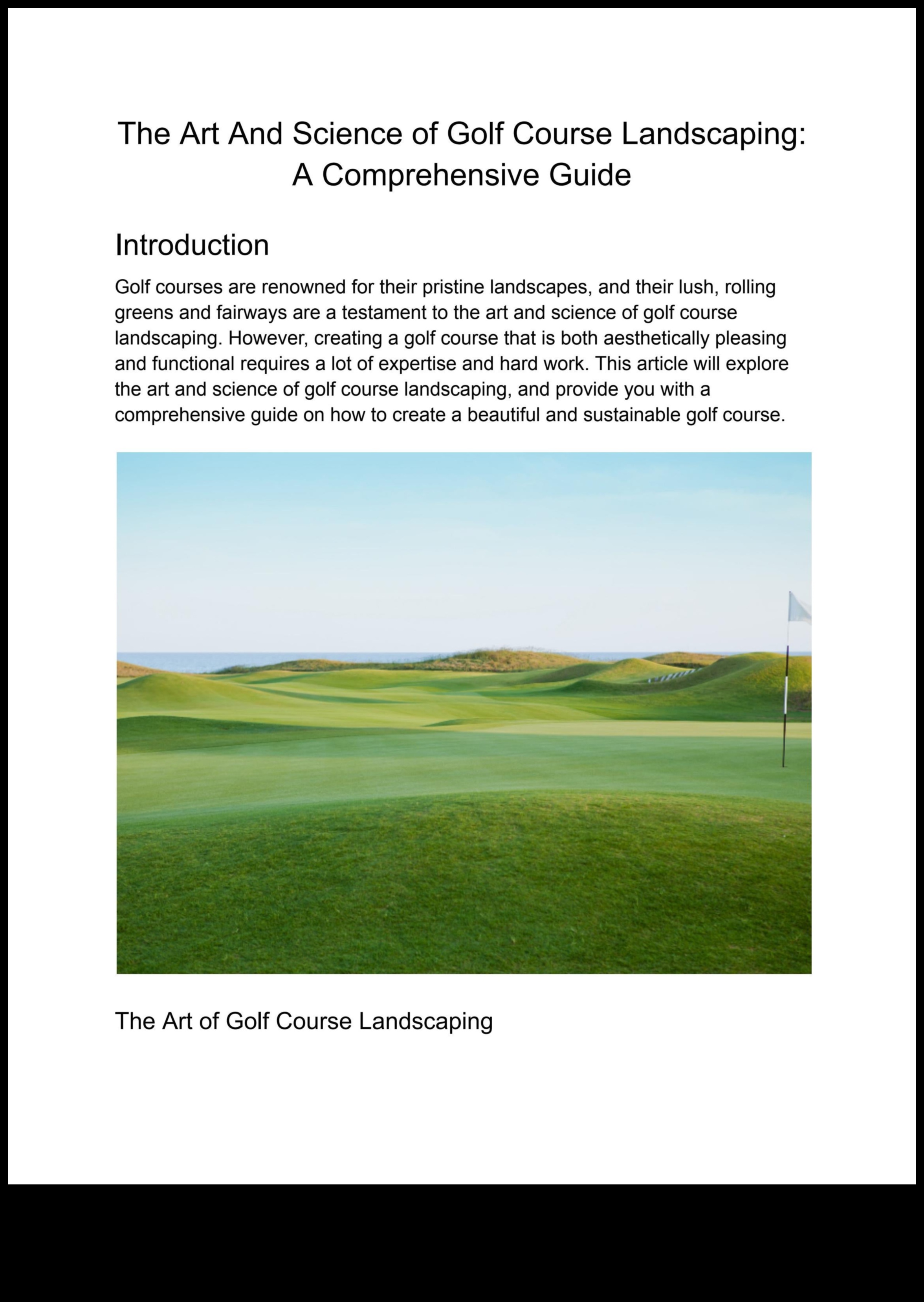 Golf Course Landscape Design Art and Science in Harmony 4 How do landscapes contribute to the aesthetic appeal of golf courses?