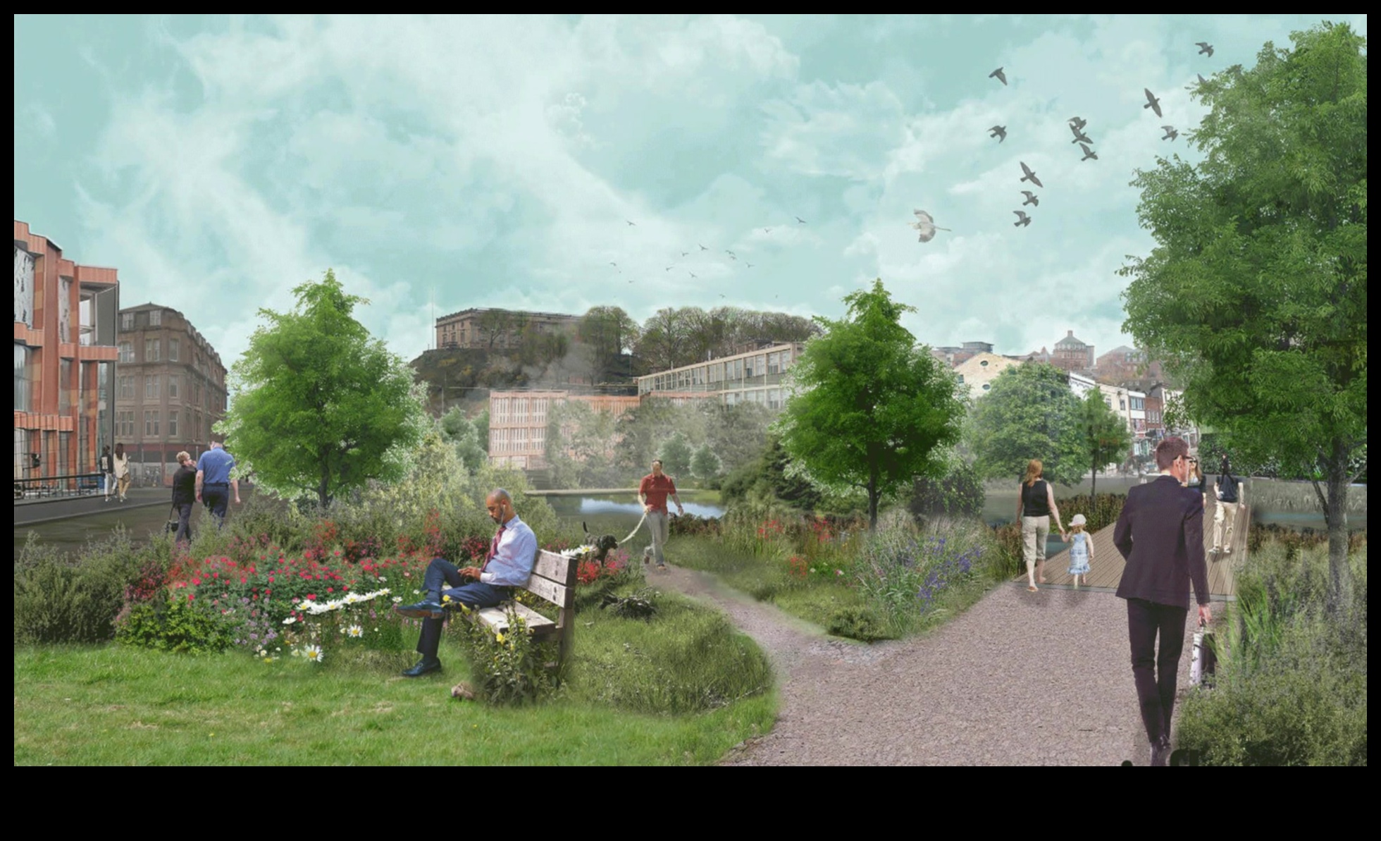 What role do urban green spaces play in enhancing city landscapes?