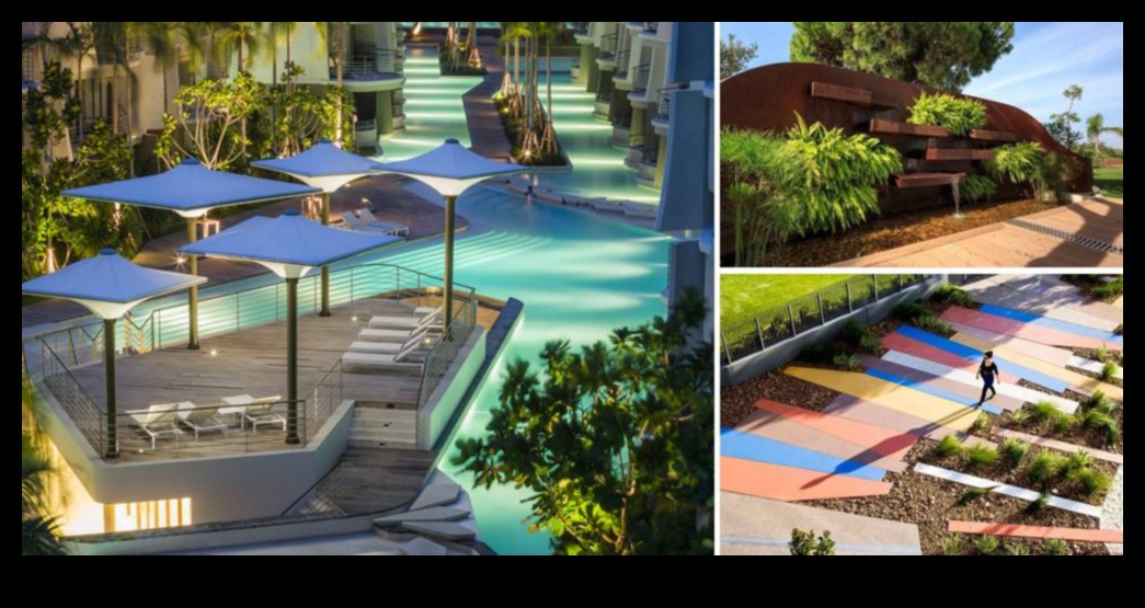 How do landscapes influence the architecture of surrounding structures?