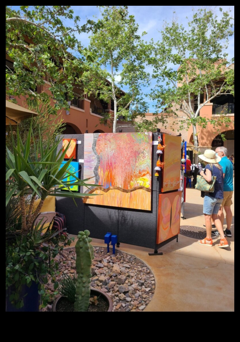 How do landscapes inspire and influence the design of outdoor art markets?