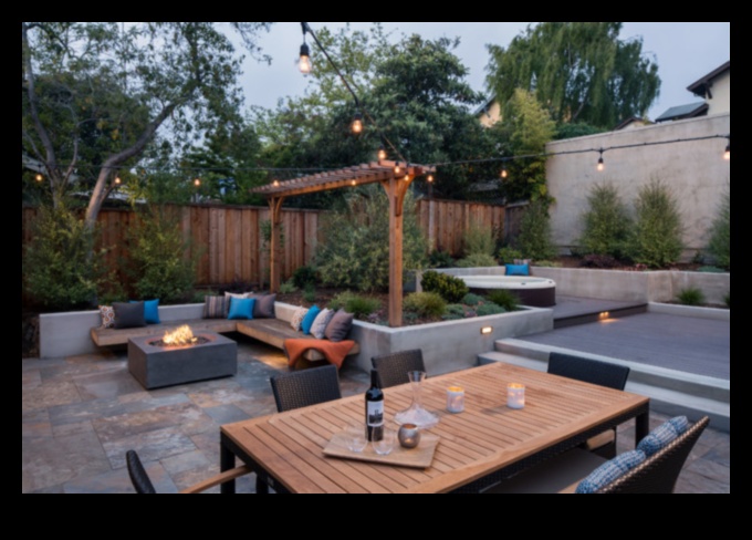 How do landscapes influence the design of outdoor dining spaces?