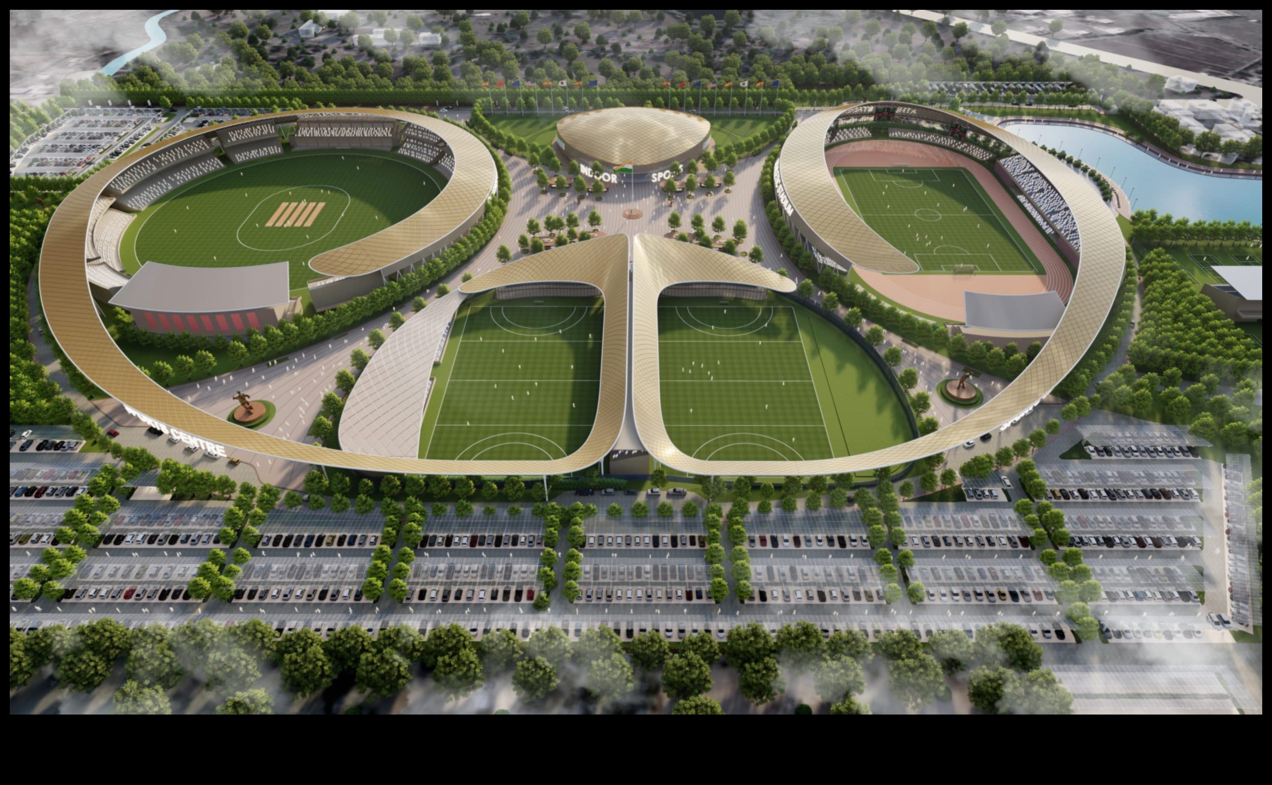 How do landscapes influence the design of outdoor sports facilities?