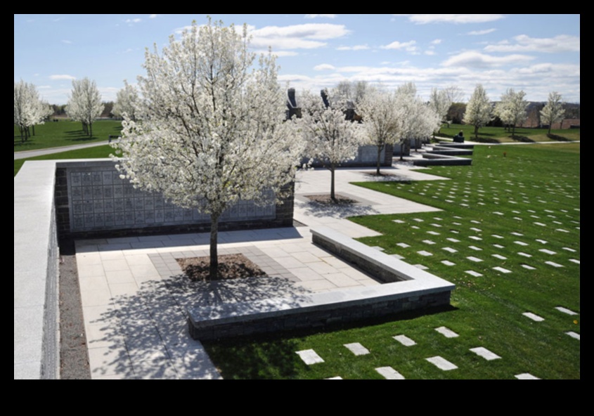 How do cultural beliefs influence the design of burial landscapes?